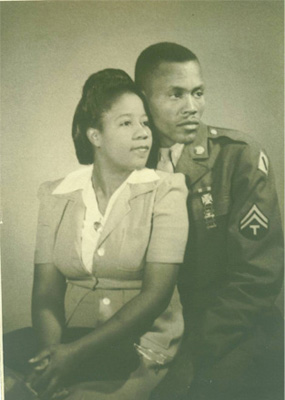 Luciele M. Campbell with World War II US Army soldier